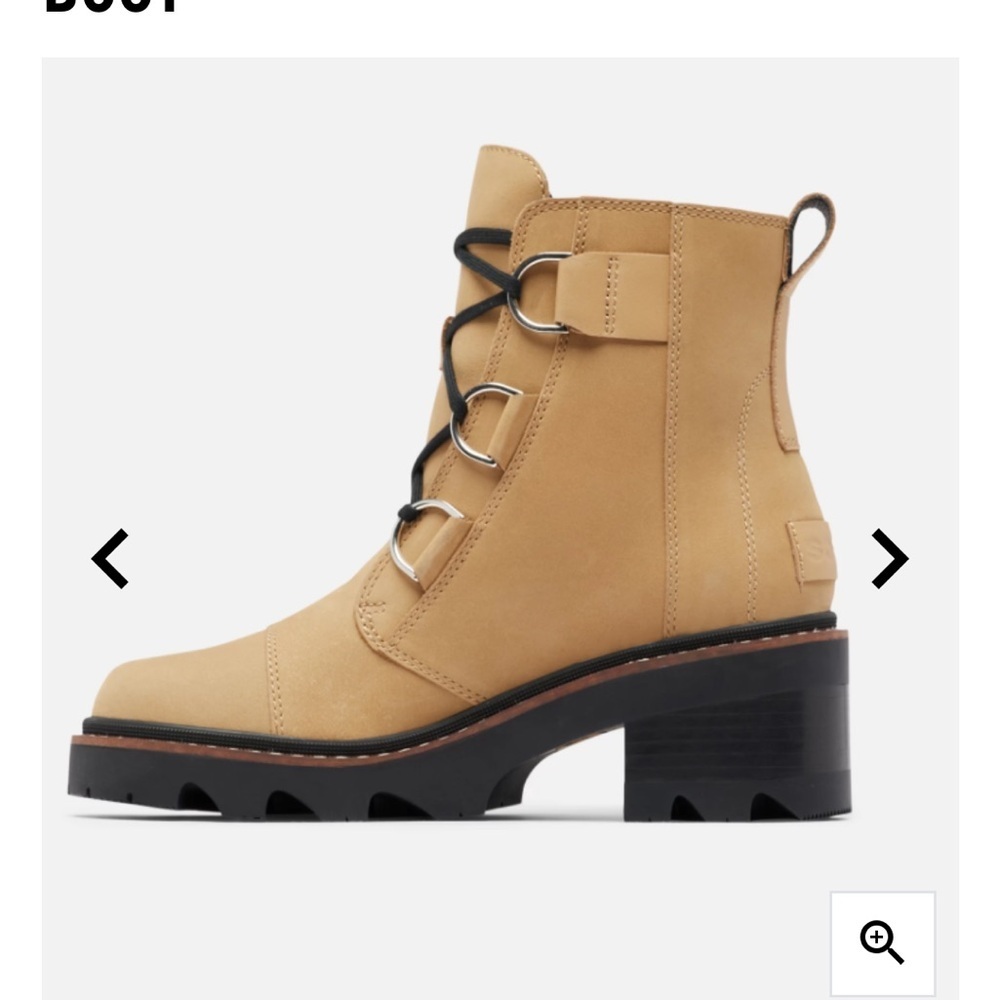 Sorel Jane Now lace up d-ring heel combat boot caribou buff waterproof boot - Picture 4 of 16